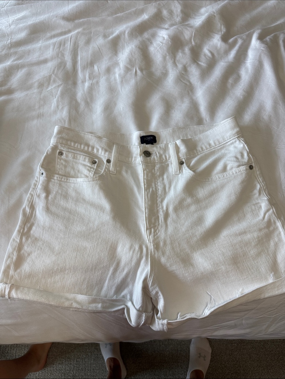 J. Crew White Denim High-Rise Jean Shorts